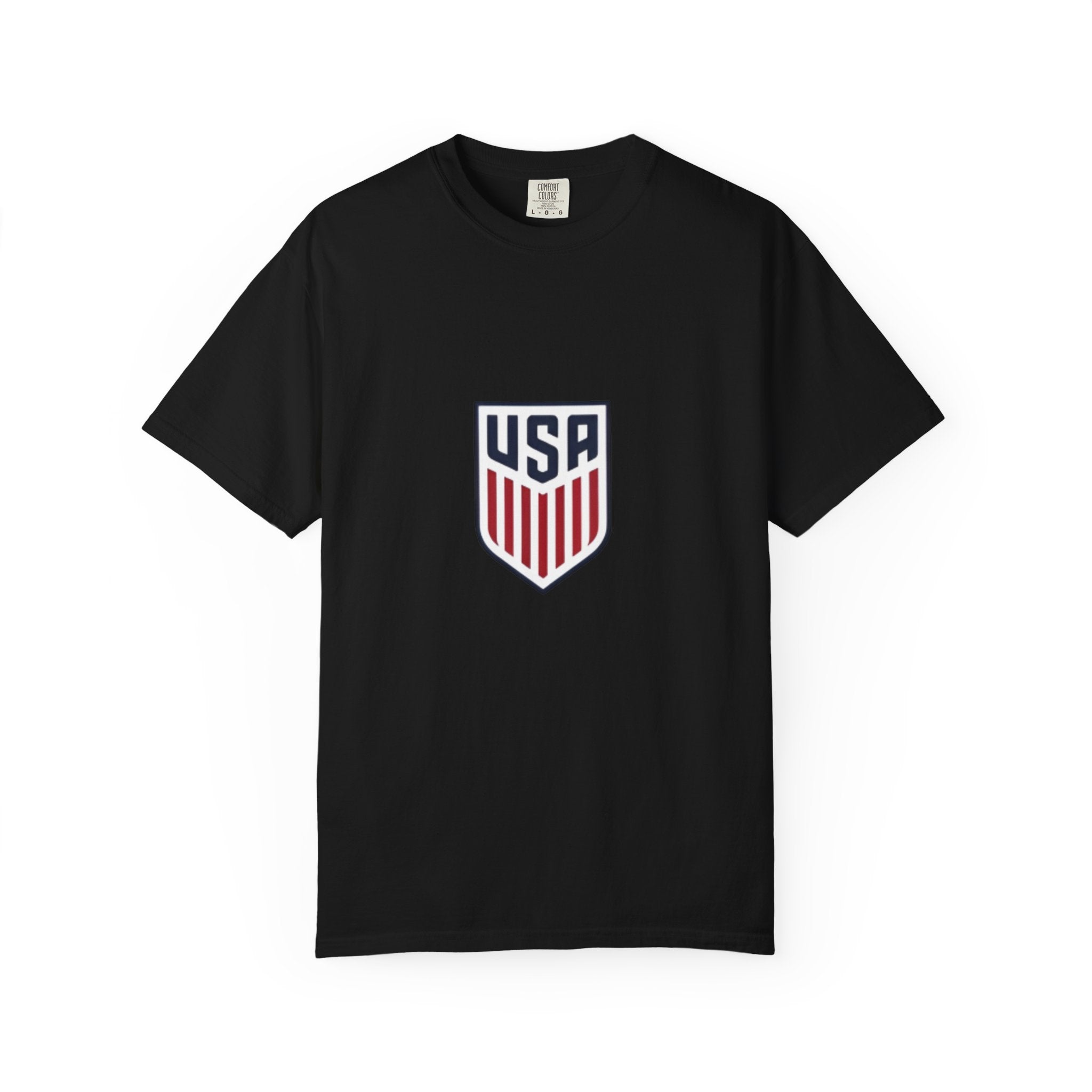 USA Shield T-Shirt — Patriotic Red & Blue Crest Tee