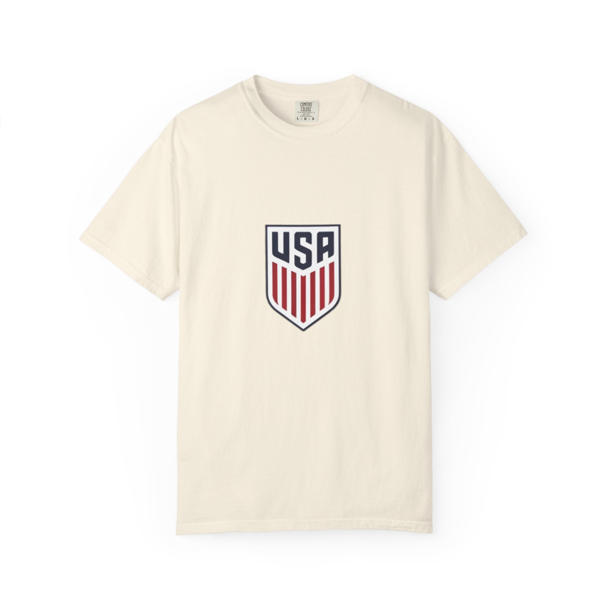 USA Shield T-Shirt — Patriotic Red & Blue Crest Tee