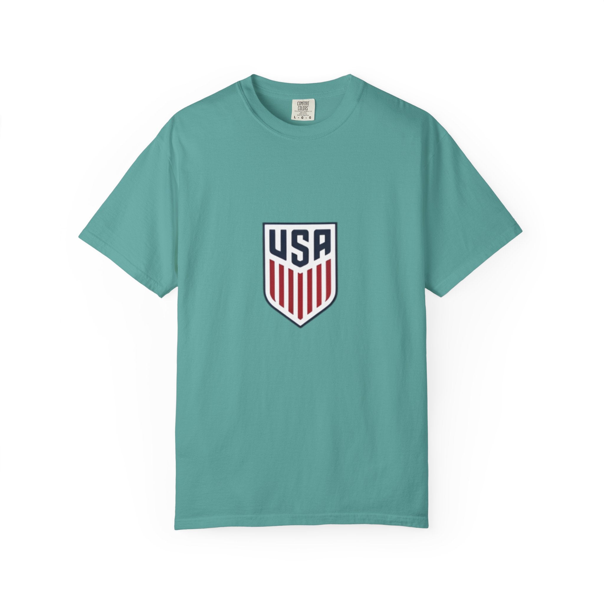 USA Shield T-Shirt — Patriotic Red & Blue Crest Tee