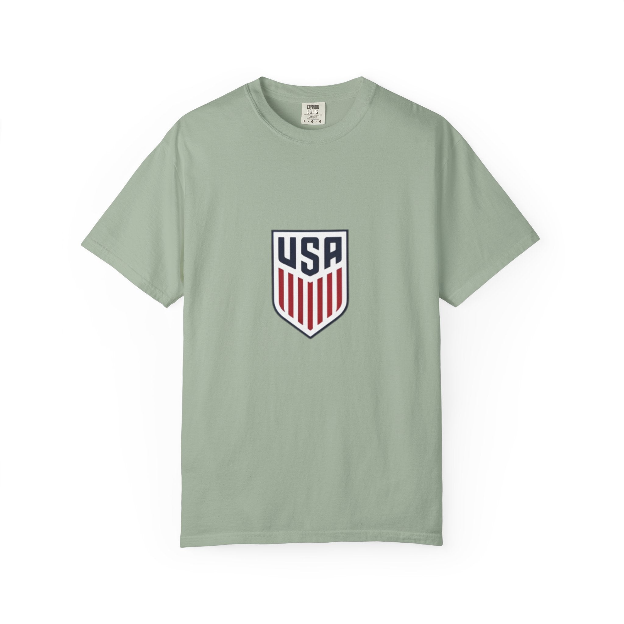 USA Shield T-Shirt — Patriotic Red & Blue Crest Tee
