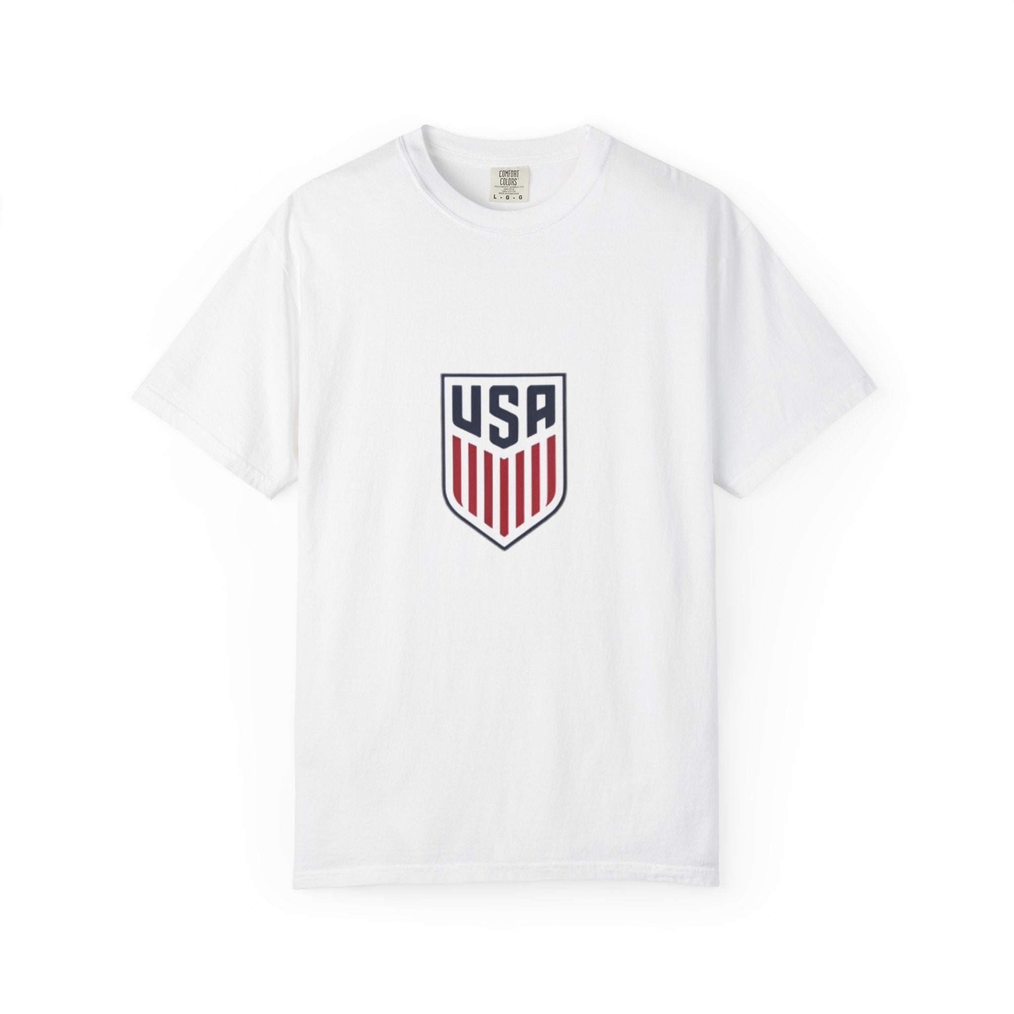 USA Shield T-Shirt — Patriotic Red & Blue Crest Tee
